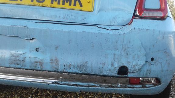 Norwich Evening News: Sarah Braden said the damage to her car meant it was written off and had to take her husband, Paul, to the hospital with back pains Norwich Evening News: Sarah Braden said the damage to her car meant it was written off and had to take her husband, Paul, to the hospital with back pains