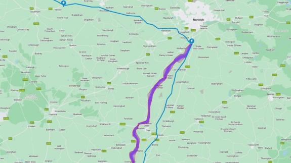 Norwich Evening News: The corridor that the power would run from Dunston into Suffolk near Diss Norwich Evening News: The corridor that the power would run from Dunston into Suffolk near Diss