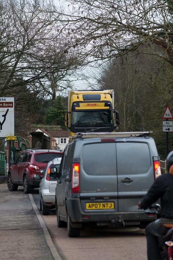 Norwich Evening News: Cars having to pull over to allow HGVs to pass Norwich Evening News: Cars having to pull over to allow HGVs to pass