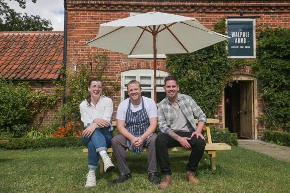 Norwich Evening News: L-R Kellie Sheridan, general manager, Sam Rush, head chef, and Craig Allison, co-owner of Walpole Arms and Gyre and Gimble Picture: Sonya Duncan Norwich Evening News: L-R Kellie Sheridan, general manager, Sam Rush, head chef, and Craig Allison, co-owner of Walpole Arms and Gyre and Gimble Picture: Sonya Duncan