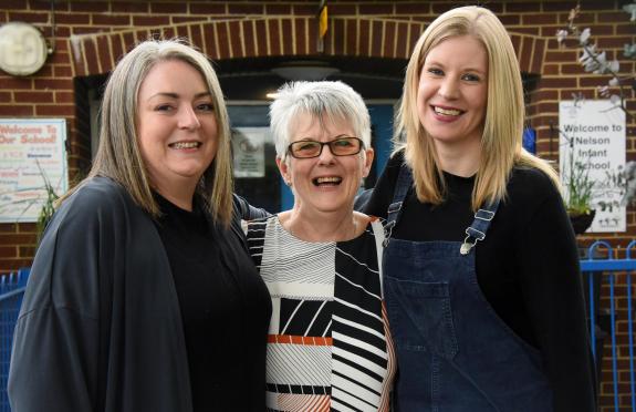 Norwich Evening News: Brenda Moore celebrates her retirement with Nelson Infant School colleagues head, Anna Catlin, left, and business manager, Carly Green, right Norwich Evening News: Brenda Moore celebrates her retirement with Nelson Infant School colleagues head, Anna Catlin, left, and business manager, Carly Green, right