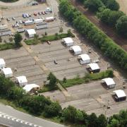 Postwick park and ride coronavirus test centre pictured in June 2020