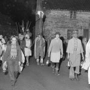 Something wicked this way comes: a torchlight procession at Corpusty in November 1976
