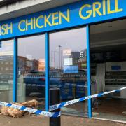 The police cordon after the fire at Go Fish Chicken Grill, Cringleford, on January 15, 2022