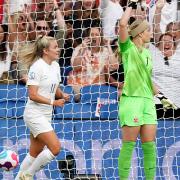 Lauren Hemp celebrates scoring England's second goal during the big win over Norway