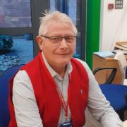 Meet and greet: Chris Wiltshire became one of the faces of the Norfolk and Norwich University Hospital as he welcomed patients