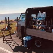 Barista Buoy, a converted Tuk Tuk selling Strangers Coffee, on Gorleston seafront at the far end car park along Marine Parade.