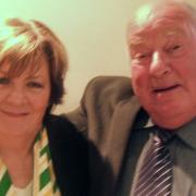 A proud moment: Norwich City Football Club superfan, Kenneth Cross, with Delia Smith