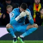Angus Gunn made a series of stops but Man City ran out easy 4-0 Premier League winners at Norwich City