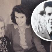A photograph of the mother and sister of Flt Lt Eric Parsons, inset, at Christmas in 1946 has been uncovered following a search for the Norwich WWII heroes family