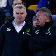 Head coach Dean Smith and his assistant Craig Shakespeare, right, have a tough job on their hands at Norwich City