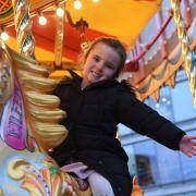 Kady on the carousel at The Forum in Norwich.