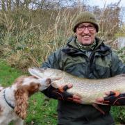 Greatest pal Simon Ratcliffe with a Broadland beauty. Was Bailey the Spaniel lucky to escape with his life?