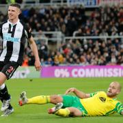 Newcastle United's Ciaran Clark was red carded for hauling down Teemu Pukki in Norwich City's 1-1 Premier League draw