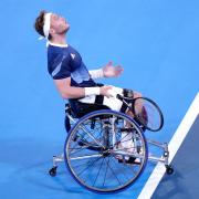 Great Britain's Alfie Hewett during the men's doubles gold medal match in Tokyo
