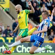 Teemu Pukki of Norwich is denied by a last gasp tackle by Dan Burn of Brighton & Hove Albion during the Premier League match at Carrow Road, Norwich

Picture by Paul Chesterton/Focus Images Ltd +44 7904 640267

16/10/2021