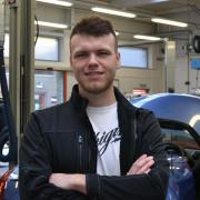 Keenan Tully in one of the motor vehicle workshops at City College Norwich.