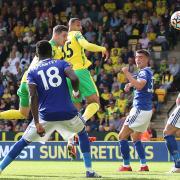 Kenny McLean 's header was chalked off for an offside VAR call on Norwich City midfielder Todd Cantwell