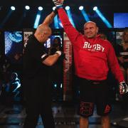 Przemyslaw Mysiala celebrates winning the light-heavyweight title at Contenders 26. Picture: BRETT KING