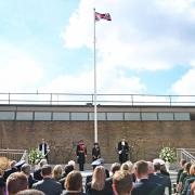 Dignitaries and the public gathered to hear the proclamation of the King at County Hall