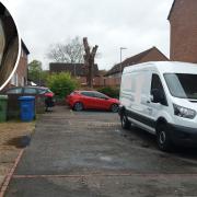 Vehicles parked at the entrance of Webster Close in Bowthorpe and Susan Clayton, who is concerned over the state of parking in the area