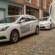 Taxis in Norwich city centre and Chris Harvey, marketing manager of ABC Taxis