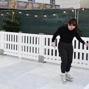Grace Piercy, Norwich Evening News reporter, braved the controversial 'ice rink' at Carrow Road Festive Fair.