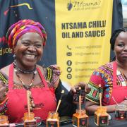 Joyce and her colleague from Ntsama's selling at the Norwich African and Caribbean Market