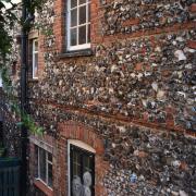 The remains of a medieval church wall in behind Exchange Street, leading off Duke Street.