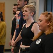 Amanda Henderson and the cast of Norwich's 2022 panto Jack and the Beanstalk on day 2 of rehearsals at Norwich Theatre Royal