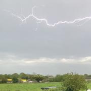 Lightning strikes near Norwich during a thunderstorm