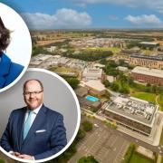 Norwich Research Park is set to receive funding worth more than £160m. Inset: Roz Bird, chief executive of Anglia Innovation Partnership LLP, and Mid Norfolk MP George Freeman