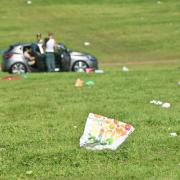 Rubbish left in the car park at Sundown Festival - the main campsite was blocked from view