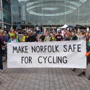 A mass bike ride was held in Norwich to protest about 