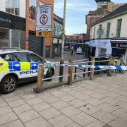 A police cordon is outside Jack's Jewellers in White Lion Street in Norwich city centre