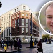 Concerns have been raised over plans for more student housing at the Debenhams site in Norwich. Inset: City councillor Martin Schmierer