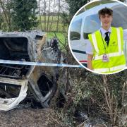 Henry Higgins has been praised by his mum for his quick reactions during a car crash