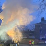 Firefighters at the scene of a blaze in Norwich