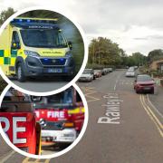 A person has been taken to hospital following a fire in Rawley Road in Norwich