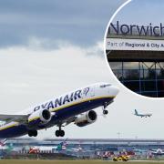 The first Ryanair flight has landed in Norwich