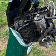 A car engine was dumped in a dog poo bin in Mulbarton