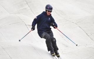 Team GB skier Will Feneley demonstrating his skills at his former base, Norfolk Snowsports Club, in 2018
