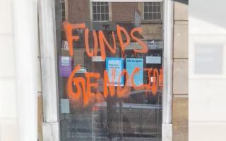 Barclays in Norwich has been covered in graffiti stating it 